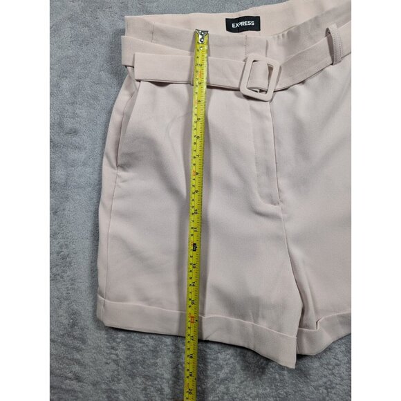Express Bermuda Shorts Womens Size 10 Pink Extreme High Rise Pleated Belted - Picture 6 of 10